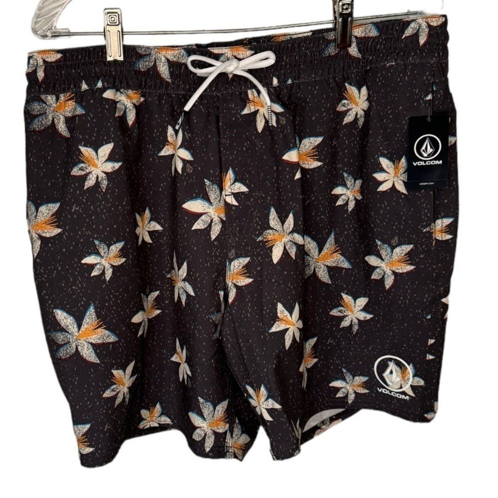 Volcom Manic Trunk 17 Men's Gray Floral Swim Trunks Size Extra Extra Large NWT - Picture 3 of 9